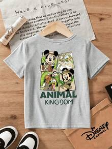 Disney Licensed Children's Printed T-Shirt With Mickey Mouse And His Friends From The Animal Kingdom Themed Print, Fun, Lively, Full Of Energy, Comfortable And Breathable, Suitable For Playing And Vacation Wear, Suitable For Boys And Girls - Xám - Xem 2