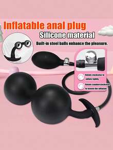 1 Peça Plug Anal Inflável de Silicone com Bomba, Contas de Aço Embutidas, Pressão Ajustável, Design Macio, Brinquedo Corporal Adulto Treinador Anal de Silicone, Plug Anal Inflável, Estimulador de Brincadeira Anal Neutra, Adequado para Casais, Massagem Prostática e Prazer - Plug anal inflável - Visão 3