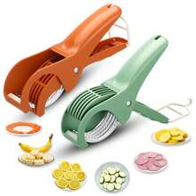 2pcs Stainless Steel Vegetable & Fruit Manual Slicer, Cucumber Salad, Banana Slicer Knife, Kitchen Tool Onion Chopper(Orange) - Orange - View 1