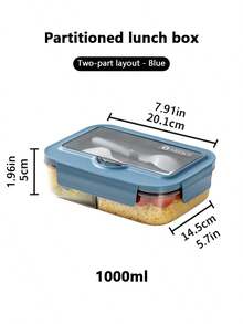 Hộp cơm bento 2/3 ngăn dùng được trong lò vi sóng, hộp cơm trưa dung tích lớn dành cho người lớn, hộp đựng thức ăn di động tiện lợi cho công việc và du lịch. - hộp cơm trưa - Xem 13
