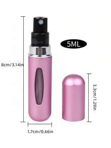 1 pieza/2 piezas/3 piezas/4 piezas/5 piezas Botella de perfume portátil de 5ml - Atomizador recargable para viajes - Dispensador de cosméticos con bomba - Conveniente de usar, botella de perfume reutilizable, disponible en rosa, azul, negro, dorado, plateado, azul claro, rojo rosa, gris, verde, rojo - Multicolor 5 ml - Ver 3