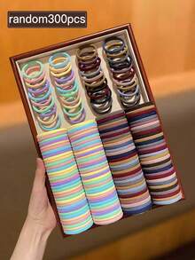 100/200/300/400pcs Assorted Colorful Hair Ties, High Elasticity, Non-Damaging, Suitable For Daily Use, Recommended Hair Accessory Gift,Festival,Party - Multicolor - View 11