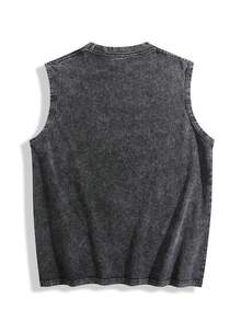 Disney 230g High-Quality Washed Cotton Crew Neck Tank Top, Funny "Ignoring Mondays" Mickey Print, Loose Fit, Fun & Relatable For Men. - 黑色 - 查看 3