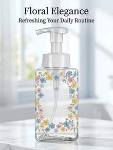 Refillable Transparent Foam Hand Wash Dispenser Bottle With Floral Design, Suitable For Bathroom To Dispense Hand Wash, Face Wash, Body Wash, Shampoo And Skincare Products - Ideal For Bathroom, Kitchen, Sink - Great For Hand Wash, Body Wash, Lotion - Creative Lotion Bottle, Lotion Dispenser, Dispenser, Bathroom - Multicolor - View 9