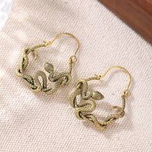 DIYCCPC Vintage Snake Design Hoop Earrings, Gold Twisted Snake Earrings, Gothic Bohemian Jewelry, Suitable For Daily Wear And Parties - Gold - View 5