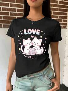 Dam-T-shirts - Svart - Visa 2