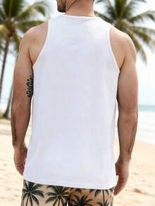 Patriotic Cowboy Boot Design Men's 100% Cotton Printed Sleeveless Tank Top Slightly Stretchy Crew Neck Casual Summer Vest Machine Washable - trắng - Xem 2
