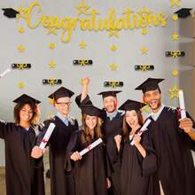 Graduation Decorations Class 2026 Grad - 7 Pcs Glitter Gold Congraduations Graduat Cap Banners Star Hanging Swirls Streamers Party Supplies For Senior High School College Congrats Decor - Vàng - Xem 5