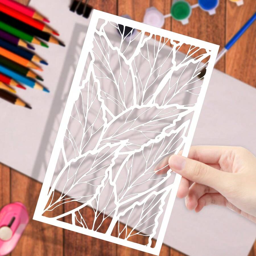 1PC Foliage DIY Layering Stencils Painting Scrapbook Coloring Embossing Album Decorative Leaves Template - Leaf - View 1