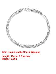ORSA JEWELS 1 chiếc vòng tay bằng bạc 925 mạ vàng 14k, dây xích tròn 3mm hình rắn, trang sức đơn giản dành cho nữ, nam, quà tặng đám cưới, tiệc tùng, sinh nhật và Giáng sinh. Ít gây dị ứng và không phai màu. - SB100 - Xem 11