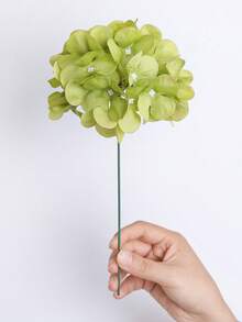 6pcs/Set Multicolor Artificial Hydrangea Flowers With Stems, Polyester Fake Flower Heads, Suitable For Home Decor, Wedding Venue Decoration, Birthday Party, Bedroom, Living Room, Creative Display - Green - View 3