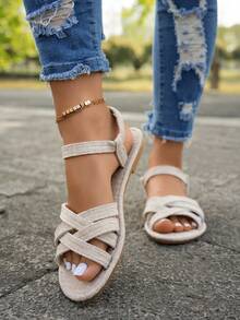 Summer New White Cute Flat Women's Sandals, Fashion Casual Thong Flip-Flops With Yellow Sole And Square Toe - Shallow Rice - View 3