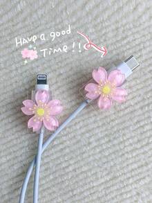 5pcs Cherry Blossom Pattern Charging Cable Protector, EU Version, 20W, Compatible With IPhone 11/12/13/14/15/16/17 Pro Max - Multicolor - View 12