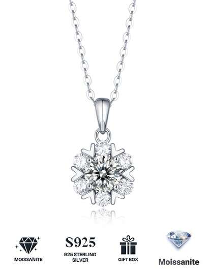 1 pieza Collar de plata sterling 925 con colgante de moissanita, regalo para el Día de la Madre, San Valentín, compromiso, boda, aniversario, cumpleaños