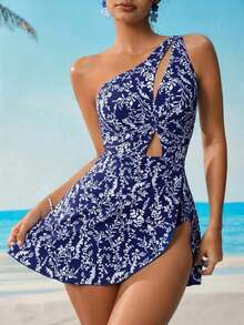 PPHA  Swim Lushore Vestido de baño de una pieza con control de abdomen y estampado azul y blanco para vacaciones de verano - Rosa Pálido - Ver 8