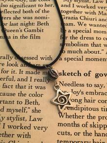1pc Y2K Silver Swirl Star Pendant Necklace, Suitable For Women, Aesthetic Jewelry Gift - Planetary Swirl Pentagram - View 2