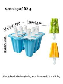 New Silicone Popsicle Mold, 6-Cavity/8-Cavity / Large Capacity Multiple Sizes Available, Comes With Popsicle Sticks, Funnel, Full Set Of Accessories, With Lid Dust-Proof And Heat-Resistant, Easy Release And Reusable, Home-Made Ice Cream, Cheese Sticks, Breast Milk Popsicles, Summer Party Baking DIY Kitchen Tool - Blue - View 11