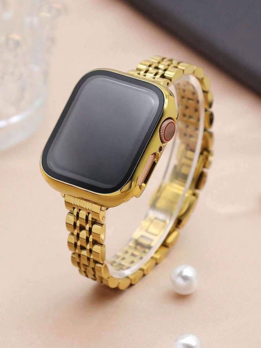 Dây đeo đồng hồ kim loại siêu mỏng 14mm, 7 hạt, có thể điều chỉnh, tương thích với Apple Watch Ultra 3/2/1 SE S11/S10/S9/S8/S7/S6/S5/S4/S3/S2/S1 Series 38mm/40mm/41mm/42mm/44mm/45mm/46mm/49mm, màu vàng dành cho nữ, phù hợp với ốp bảo vệ đồng hồ, phụ kiện đồng hồ thông minh.
