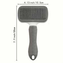 1pc Easy-Clean Pet Grooming Brush With One-Click Self-Cleaning Function, Suitable For Cats And Dogs Shedding, Curved Bristle Design For Gentle Massage, Ideal For Removing Loose Hair, Specially Designed For Pet Grooming - Multicolor - View 2