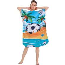 1pc Summer Football Beach Surfing Hooded Cloak, Changing Robe, Ultra-Soft Wearable Beach Towel, For Surfing, Swimming, Bathing, Outdoor Sports, Adult Hooded Towel Cloak Robe - Summer Football Beach - View 4