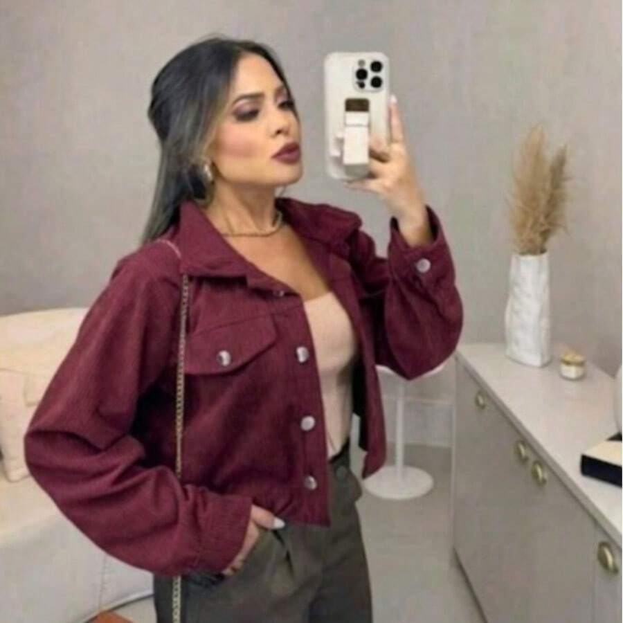 Stylish Casual Women's Vest Jacket With Front Buttons And Pockets - Autumn/Winter Fashion - 酒紅色 - 查看 1