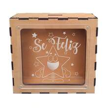 Alcancía de Madera personalizable 23x23x7 cm (MDF) (Juntos) solo para tu hogar - Ser feliz - Ver 11