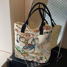 1 chiếc túi đeo vai kiểu chuột Mickey của Disney, túi vải canvas hoạt hình, túi đựng đồ đi học và đi làm. - Hình chữ nhật - Xem 3