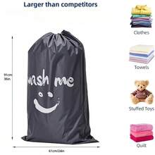 1pc Travel Laundry Bag, Clothes Storage Organizer, Large Capacity Portable Drawstring Bag, Waterproof Nylon Mesh Storage Container, Essential Travel Accessories Packing Organizer, Lightweight Foldable Garment Bag, Home Organization Solution, Multi-Purpose Portable Storage Bag, Quick Dry Laundry Hamper, Convenient Travel Gear Bag - View 4