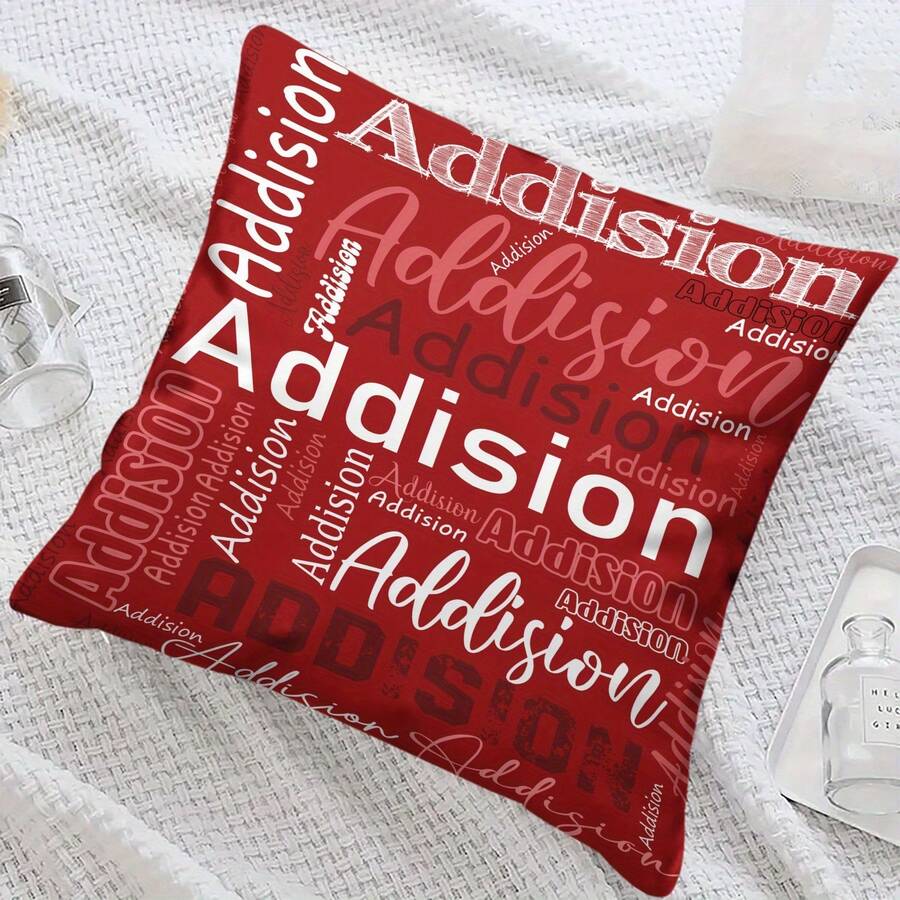 1pc Unique Decor, Custom Name & Surname Personalized Throw Pillow Cover - Multicolor Letter Print, Zip Closure, Machine Washable - Perfect For Living Room, Bedroom, Sofa Decor 2026 Gift For Special Occasions Such As Birthdays, Valentine's Day, Christmas, New Year's, Weddings, And More-Perfect For Family, Loved Ones, Elders, Friends, And Pets. Suitable For Use In Various Settings, Including Cars, Bedrooms, Living Rooms, And Offices; Serves As Excellent Home Décor For The Autumn/Winter Seasons And Holidays. Single-Sided Printing Crafted From Soft (Pillowcase Only) For Exceptional Comfort; Fully Customizable.Single-Sided Printing Technology - Style 5 - View 1
