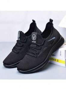 (Super Light And Super Breathable)Men Walking Shoes Ultra Lightweight Tennis Running Shoes Mesh Non-Slip Casual Comfortable Work Workout Athletic Sport Sneakers Breathable Black - 黑藍色 - 查看 1