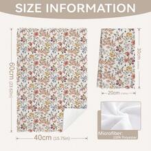 MEMNUN 2入組復古花卉蝴蝶Home Sweet Home文字圖案廚房毛巾 40*60cm/45*70cm 柔軟超細纖維材質 洗碗布 刷鍋布 手巾 廚房浴室日常家居裝飾 適合廚房與餐廳裝飾 全季節適用 - 彩色 - 查看 3