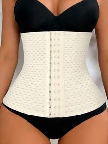 Moldeador de cintura Shapewear Control de abdomen Moldeador corporal Cinturilla transpirable con 3 filas de ganchos - Beis - Ver 13