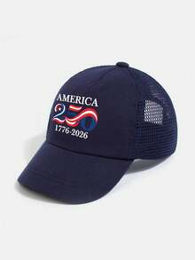 1PC Adjustable Kids Trucker Hat (1-7 Years) - America 250th Anniversary Patriotic Printed Cap, Mesh Back, Ideal For Independence Day & Outdoor Activities - 1PC - View 3