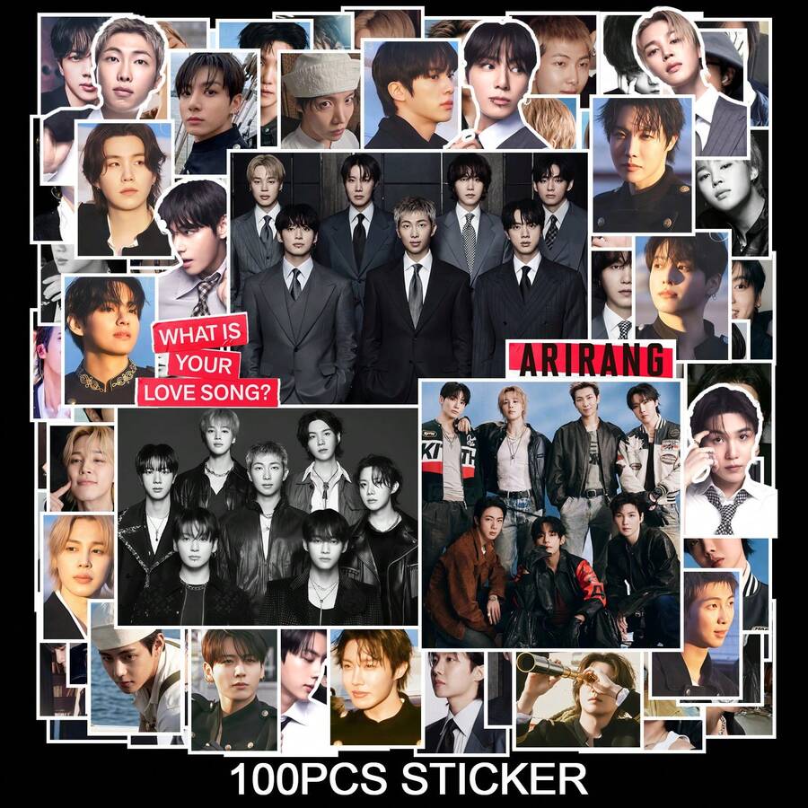 100張 What Is Your Love Song Arirang 貼紙,K-Pop 自黏貼紙,偶像照片貼紙,適用於筆記型電腦、手機殼、筆記本裝飾,ARMY 粉絲收藏禮物 - 彩色 - 查看 1