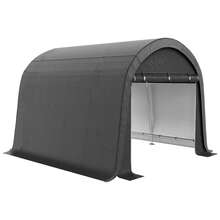 3x3m Garden Shed, Coated With An Aluminium Membrane With UV Protection, Water-Repellent, Made Of Steel And Grey Polyethylene, With Two Sectional Doors. - A - View 8