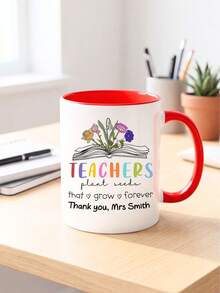 1/2/4pcs Customizable Teacher's Day Mug, Ceramic Mug With Customizable Name, Personalized Teacher's Day Flower Coffee Mug. - Normal - View 7