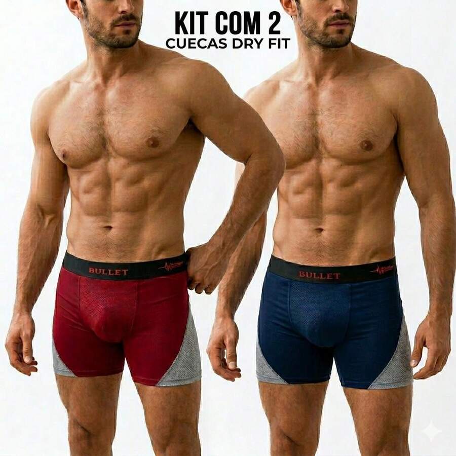2 Cuecas Boxer Sport Adulto Dry Fit Lisa Cueca Esportiva Box Masculina Respiravél Conforto e Qualidade.