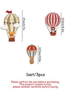 热气球装饰，丛林动物墙饰，波西米亚风墙画，热气球儿童房装饰，婴儿派对装饰，适用于卧室、教室、游戏室墙面装饰，房间配件，夏季家居装饰 - 彩色 - 查看 12