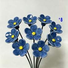 1p/6p Handmade Ceramic Flower, "Blue Love" Series, Washable, Easy To Clean, Reusable, Never Fading, Is The Perfect Gift Choice For Valentine's Day, Christmas, And Mother's Day, Used For Holiday Decoration, Interior Decoration, And Home Decoration - Blue - View 16