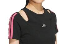 Adidas Áo thun nữ tay ngắn dáng ôm, họa tiết ba sọc, cổ kép, thuộc dòng Dancing Series. - màu đen - Xem 5