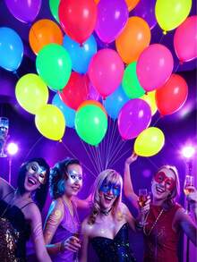 105pcs Colored UV Neon Glow Balloons , 12" Round Multicolor Neon Party Balloons ,Neon Balloons,For Birthday Decorations, 90s Party Decorations, Neon Party Decorations, Blacklight Reactive Fluorescent,Glow In The Dark Party Supplies - View 4
