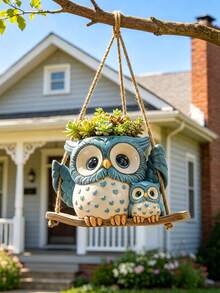 1pc Owl Shaped Planter - Funny Animal Shaped Planter - Waterproof Cute Resin Creative Vase, Suitable For Garden, Home, Workplace, Desktop, Bookshelf - B - View 4