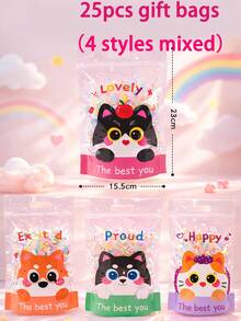 25pcs Cartoon Animal 3D Gift Bags, Gift Packaging Bags With Cartoon Cat/Dog Pattern, Zipper Transparent Gift Bags With Handles, Birthday Wedding Decoration, Party Favors, Baby Shower Decor, Gender Reveal Party Supplies, Stand-Up Bags, Convenient Bags, Party Favor Supplies - Cat and Dog Mixed - View 5
