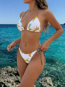 Sultry Sol Bộ 2 món bikini nữ gợi cảm, in họa tiết da báo toàn thân, hở lưng, thích hợp đi biển, nghỉ dưỡng, biểu diễn sân khấu và hòa nhạc, kỳ nghỉ hè, màu trắng. - trắng - Xem 1