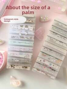 1pc Macaron Color Gradient Foil Sticker Storage Box, Nail Art Sticker Strips, Floral Nail Decoration Stickers - Multicolor - View 3