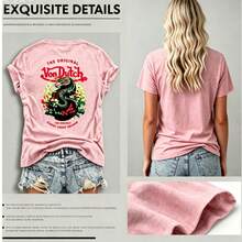 100% Pure Cotton 2026 New  Summer Clothing Women's Top Millennium Elegant Women's Wear Double-Side 1pcs Women's Red Von Ditch Dragon Floral Design Red And Green Print Fabric Soft & Skin-Friendly Unisex Style Gifts For Spring Festival, Valentine's Day, St. Patrick's Day & World Cup-Van Dutch Dragon Print Women T Shirt Classic American Style Graphic Summer Tops, Top-Selling Women's Spring Outfits, Summer Women's Beach Shirts, Fashion - Hồng - Xem 3