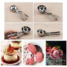 Cuchara para helado de acero inoxidable: ideal para postres familiares, confitería, helados, repostería y pasteles, cocina y hogar. - Plateado - Ver 9