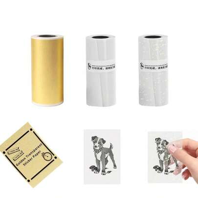 Papel imprimible mini - Papel continuo de etiquetas adhesivas transparentes de 5,7 cm x 2,5 cm, perfectamente compatible con todas las impresoras térmicas portátiles principales, adecuado para impresión de fotos, decoración de cuadernos, fabricación de etiquetas y talla grande