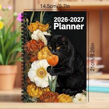 1 Buah Buku Catatan Perencana 2026-2027 dengan Pena, Jilid Spiral, Cocok untuk Penggunaan Universitas dan Kantor, Termasuk Desain Kucing Hitam & Bunga, Daftar Tujuan dan Tugas Mingguan & Bulanan, Buku Catatan Spiral untuk Perencanaan Mingguan dengan Tujuan dan Daftar Tugas - O - View 2