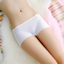 Pantalones cortos sexis de  suaves sin costuras para mujer, pantalones cortos de verano debajo de la falda, medias cortas transpirables suaves y cómodas de seda helada para niña - Negro - Ver 4